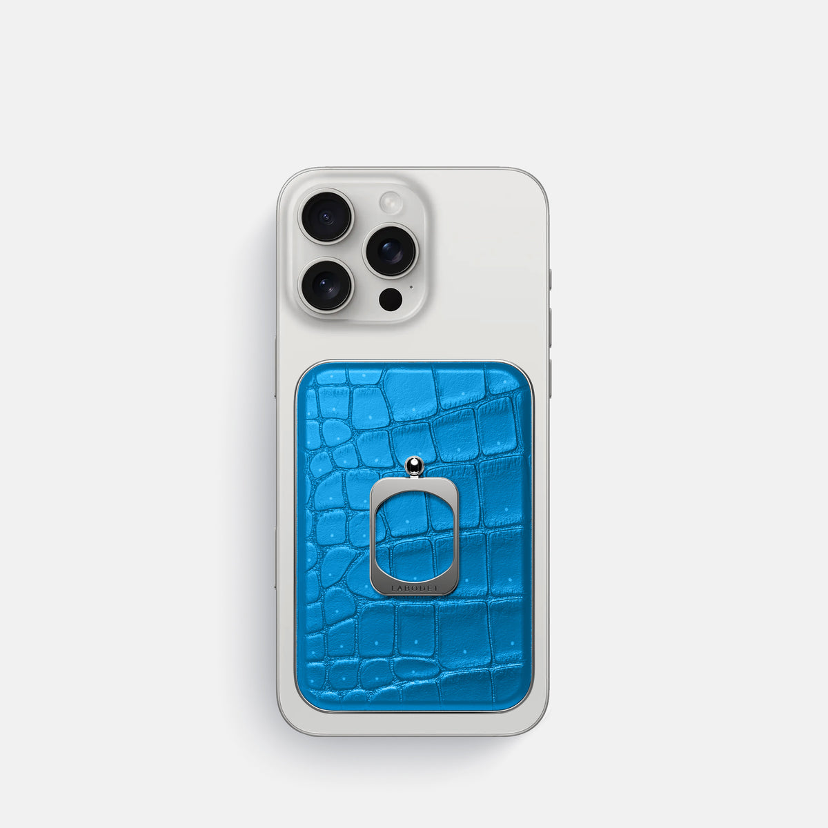 Blue-Lagoon iPhone 16 Pro Magsafe Ring Porosus Crocodile with Steel Metal -2 | Blue-Lagoon-Steel