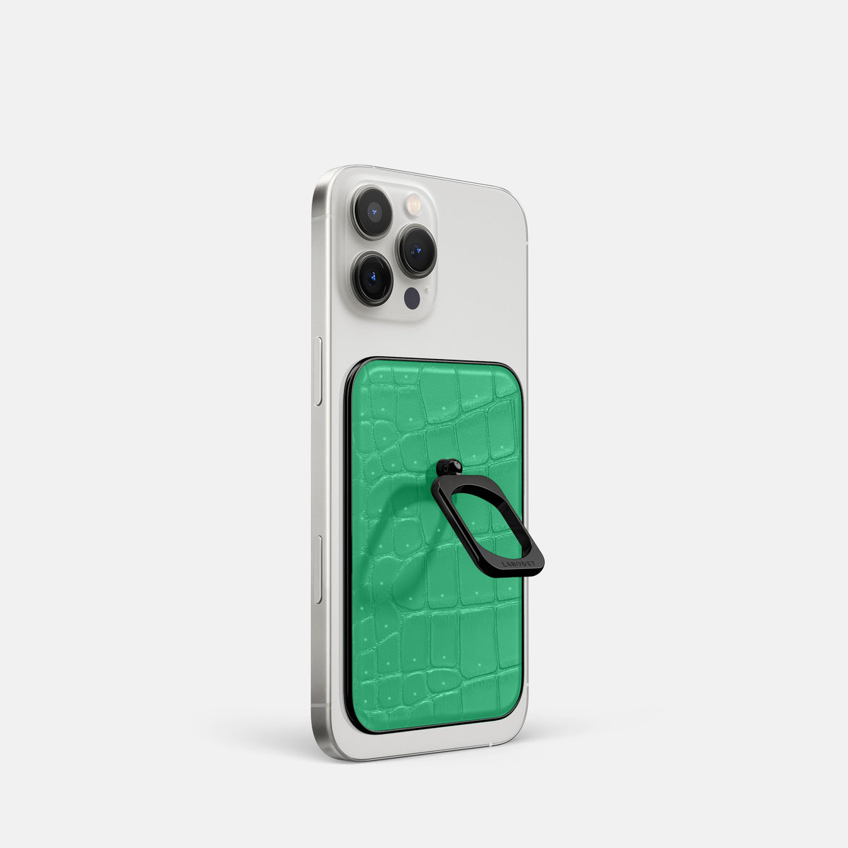 Cactus-Green iPhone 16 Pro Magsafe Ring Porosus Crocodile with Black Metal -1 | Cactus-Green-Black