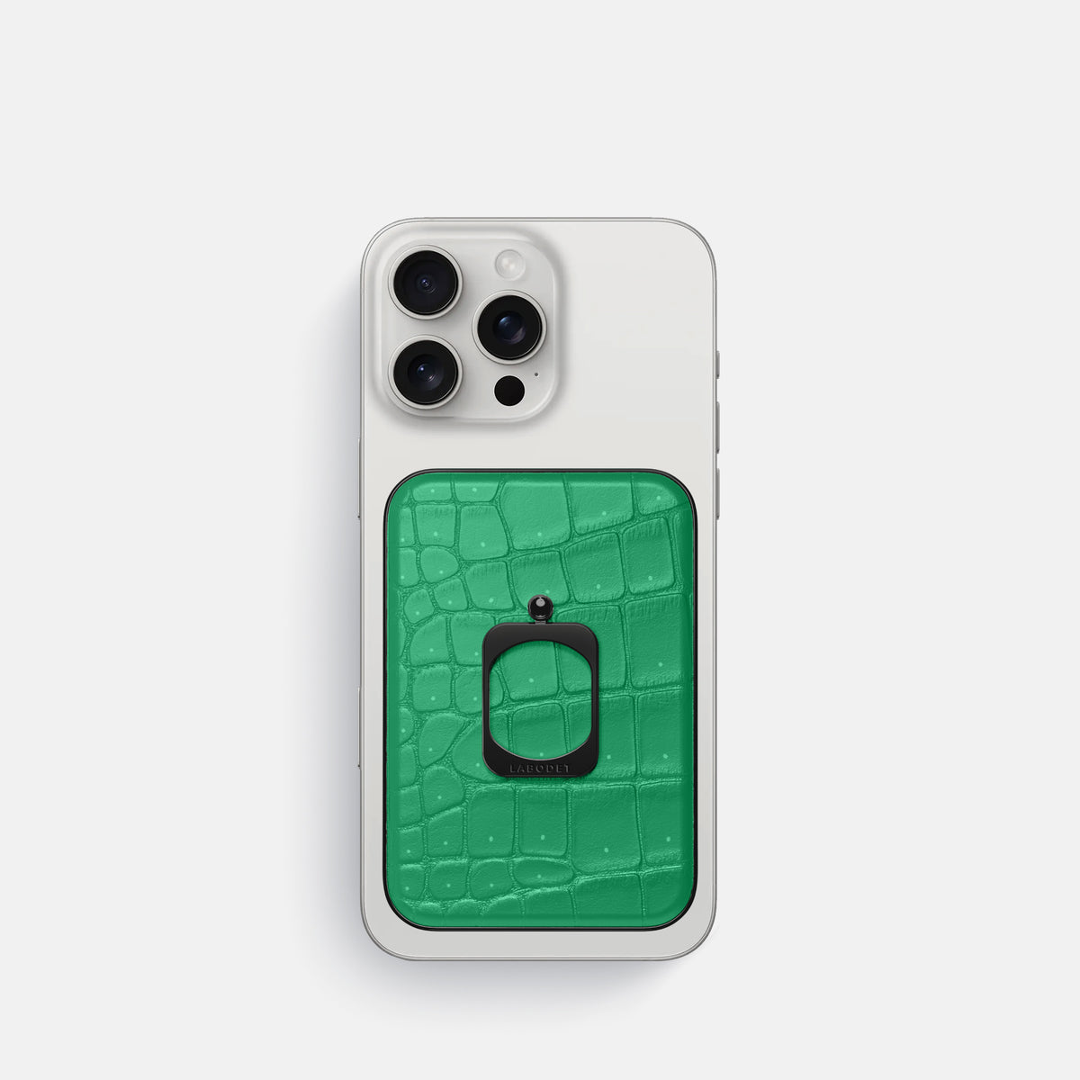 Cactus-Green iPhone 16 Pro Magsafe Ring Porosus Crocodile with Black Metal -2 | Cactus-Green-Black