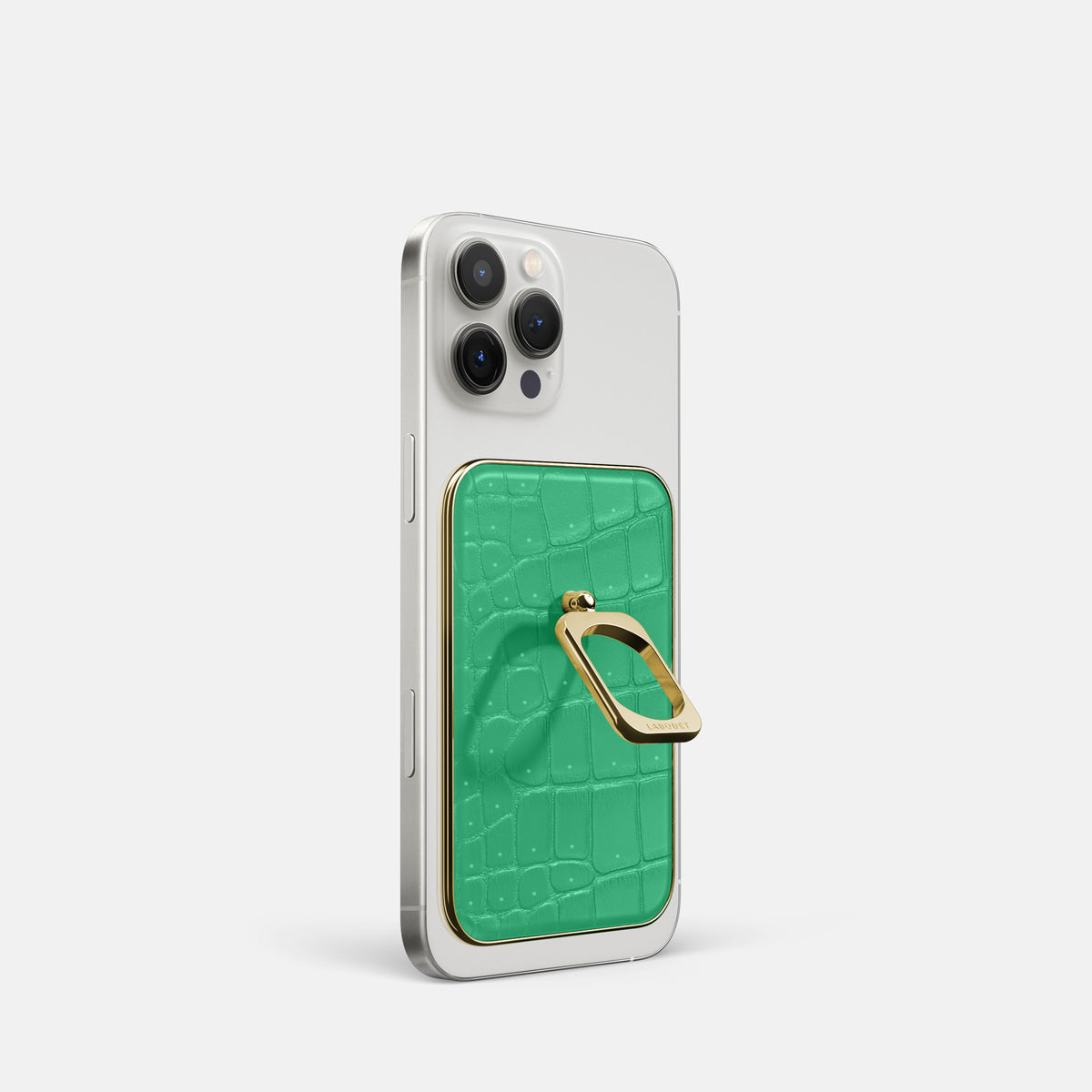 Cactus-Green iPhone 16 Pro Magsafe Ring Porosus Crocodile with Gold Metal -1 | Cactus-Green-Gold