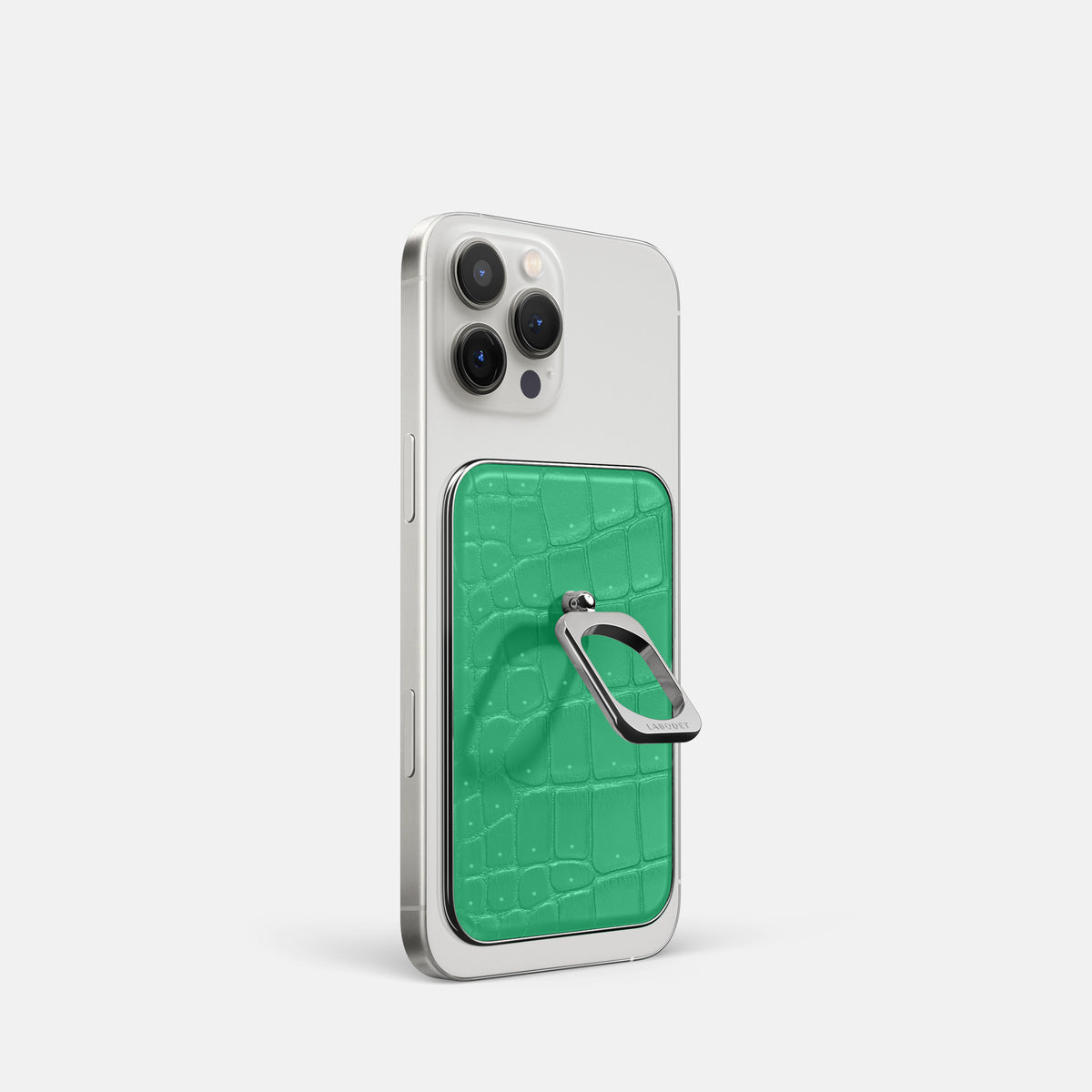 Cactus-Green iPhone 16 Pro Magsafe Ring Porosus Crocodile with Steel Metal -1 | Cactus-Green-Steel