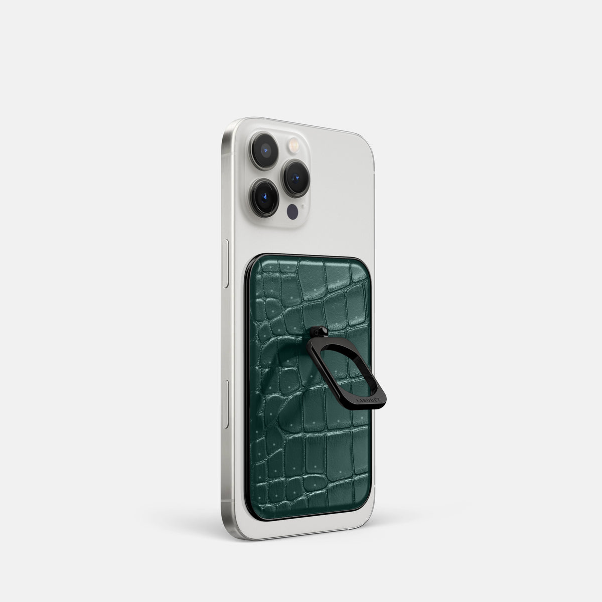 Dark-Forest iPhone 16 Pro Magsafe Ring Porosus Crocodile with Black Metal -1 | Dark-Forest-Black