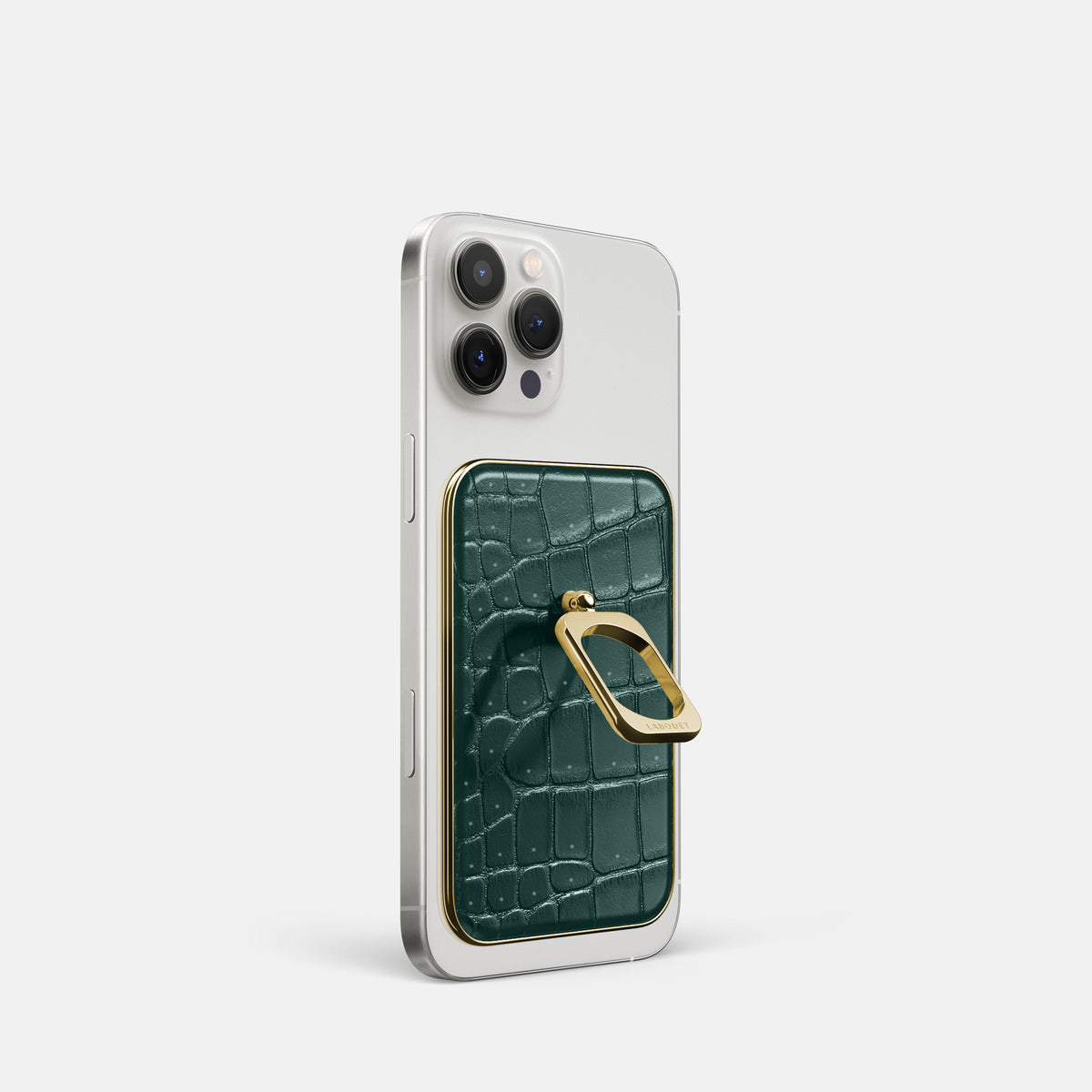 Dark-Forest iPhone 16 Pro Magsafe Ring Porosus Crocodile with Gold Metal -1 | Dark-Forest-Gold