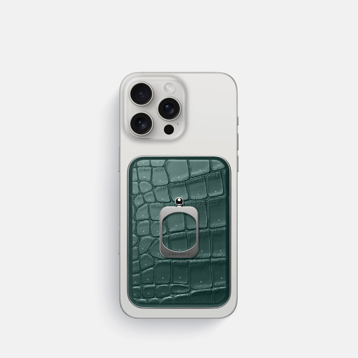 Dark-Forest iPhone 16 Pro Magsafe Ring Porosus Crocodile with Steel Metal -2 | Dark-Forest-Steel
