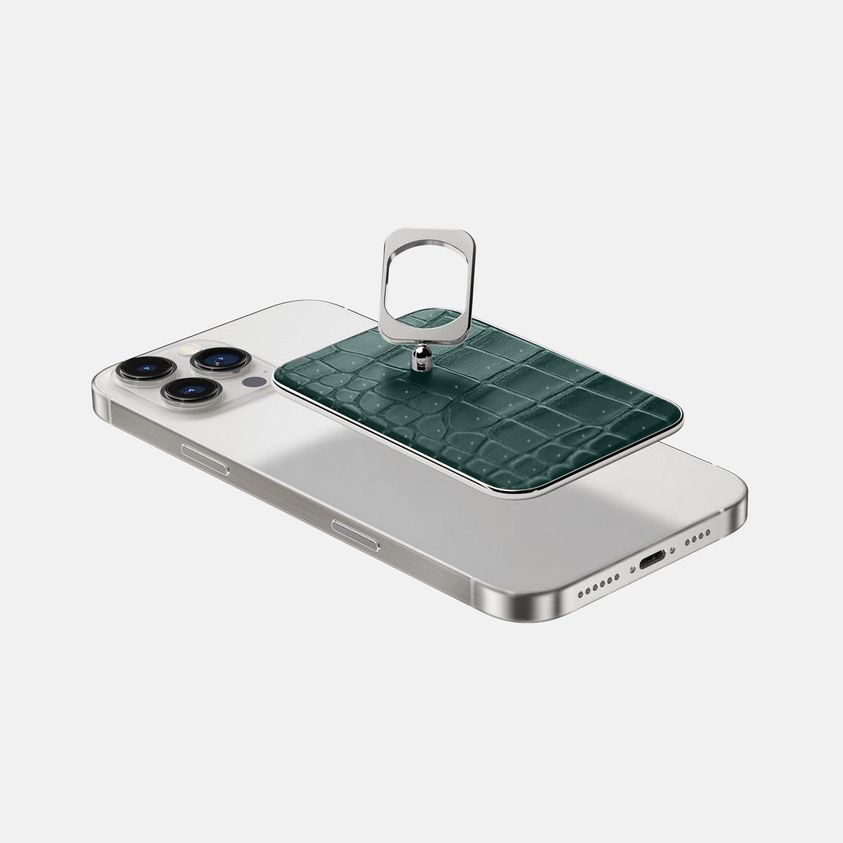 Dark-Forest iPhone 16 Pro Magsafe Ring Porosus Crocodile with Steel Metal -4 | Dark-Forest-Steel