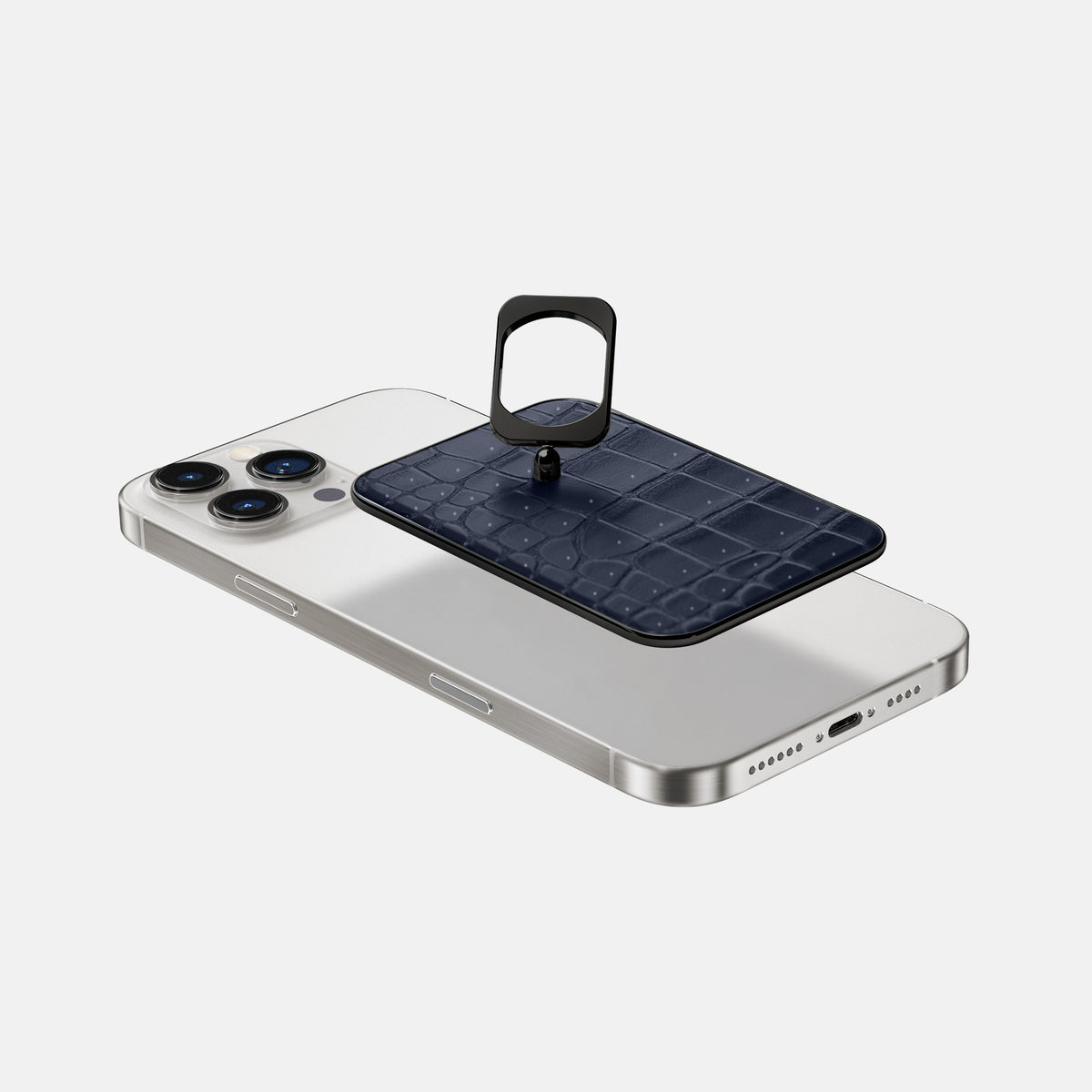 Deep Blue Sea iPhone 16 Pro Magsafe Ring Porosus Crocodile with Black Metal -4 | Deep-Blue-Sea-Black