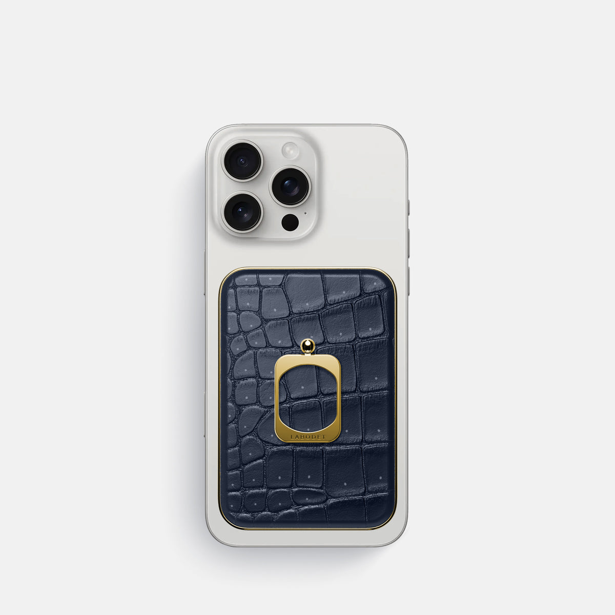 Deep Blue Sea iPhone 16 Pro Magsafe Ring Porosus Crocodile with Gold Metal -2 | Deep-Blue-Sea-Gold