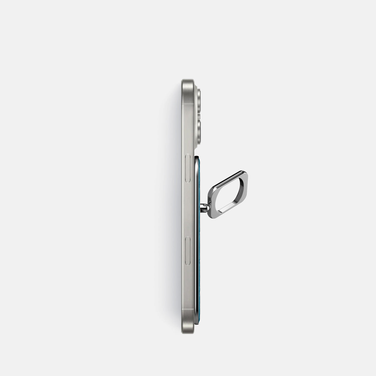 Duck Blue iPhone 16 Pro Magsafe Ring Porosus Crocodile with Steel Metal -3 | Duck-Blue-Steel