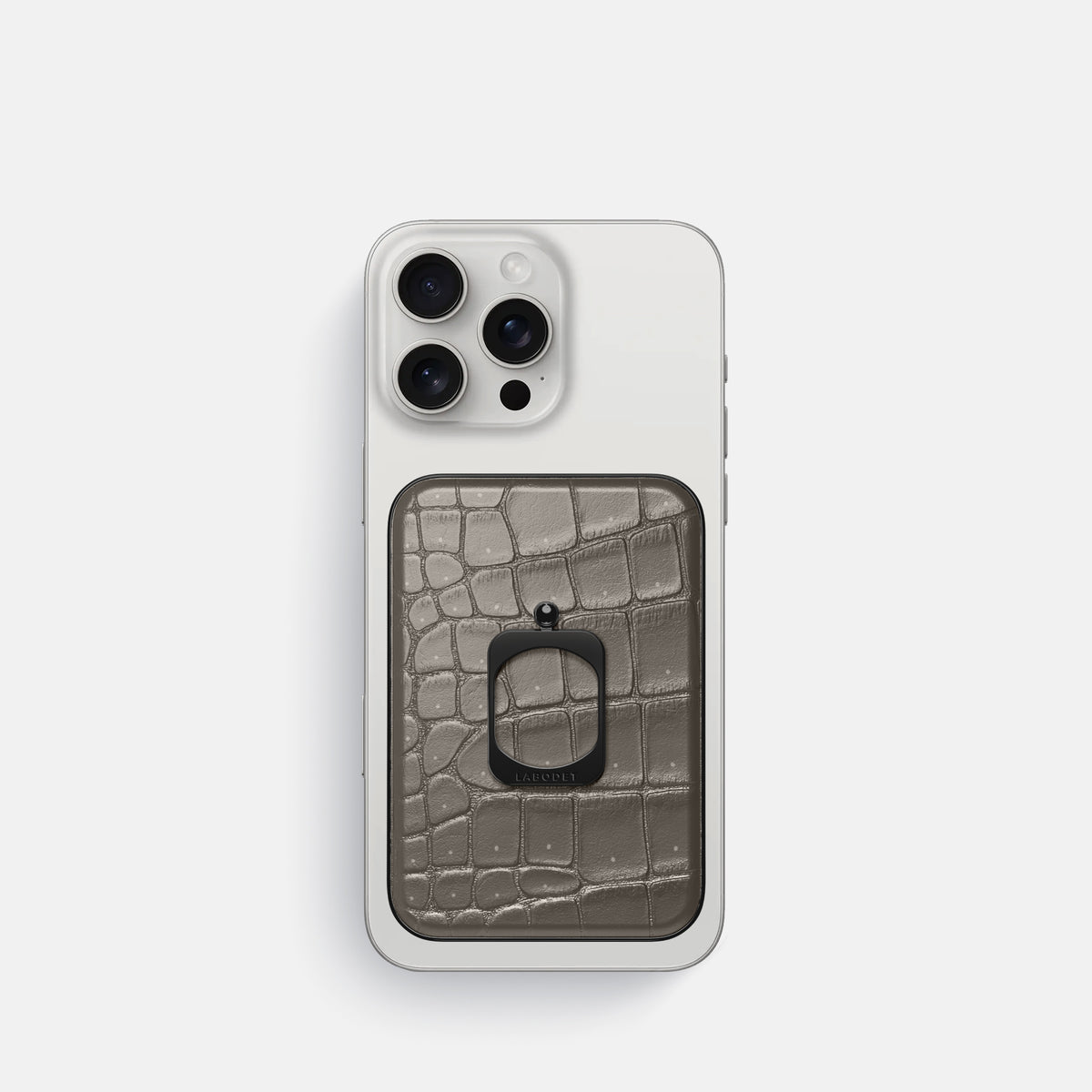 Lava-Stone iPhone 16 Pro Magsafe Ring Porosus Crocodile with Black Metal -2 | Lava-Stone-Black