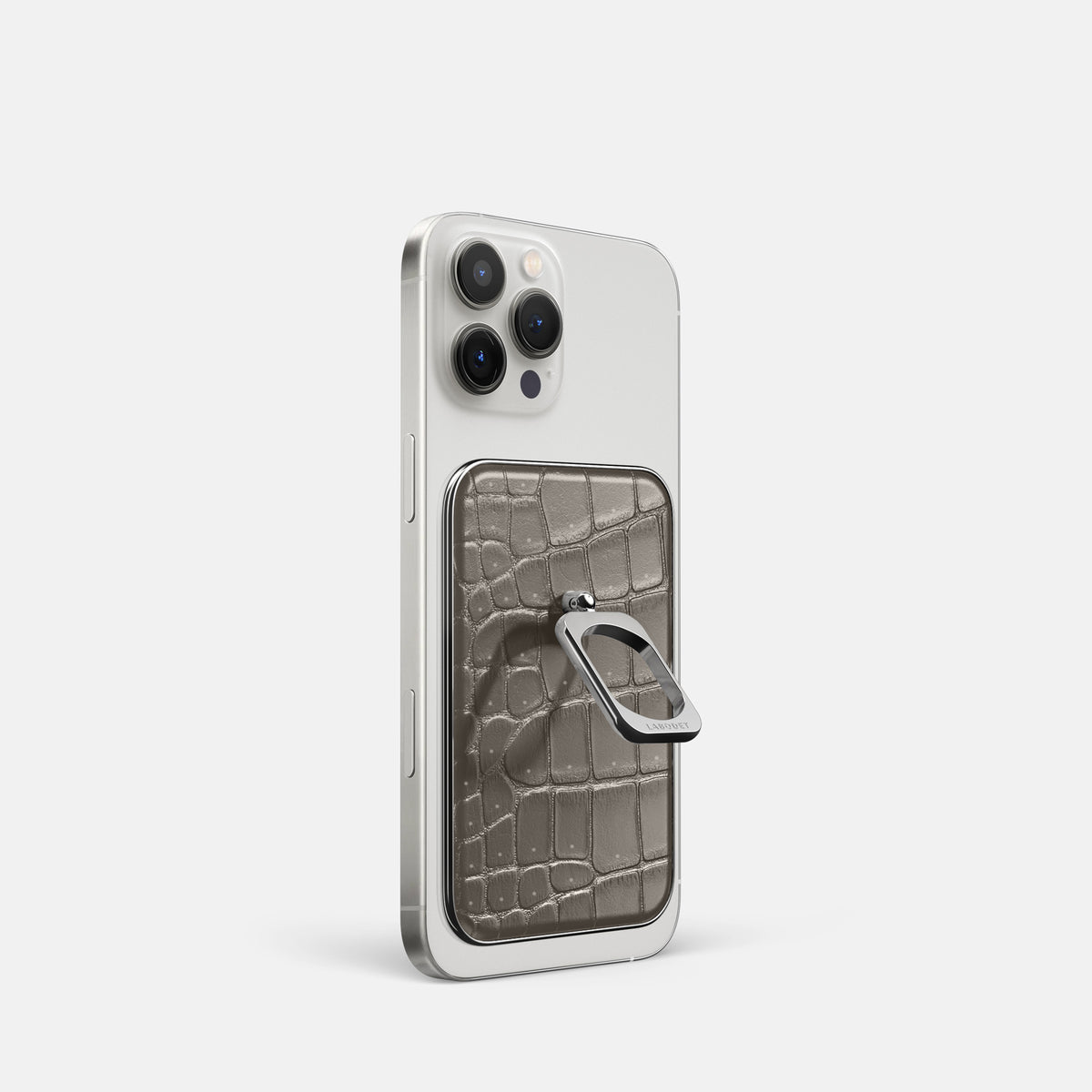 Lava-Stone iPhone 16 Pro Magsafe Ring Porosus Crocodile with Steel Metal -1 | Lava-Stone-Steel