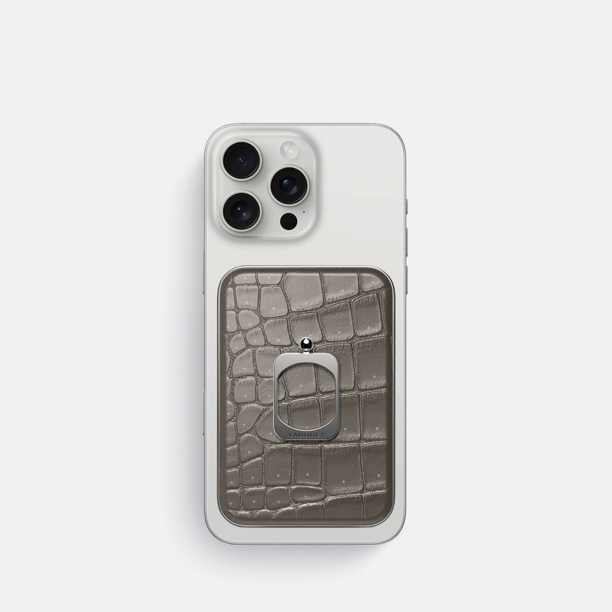 Lava-Stone iPhone 16 Pro Magsafe Ring Porosus Crocodile with Steel Metal -2 | Lava-Stone-Steel