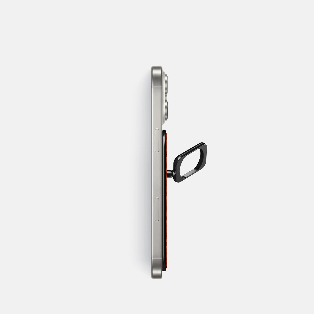 Mahogany-Brown iPhone 16 Pro Magsafe Ring Porosus Crocodile with Black Metal -3 | Mahogany-Brown-Black
