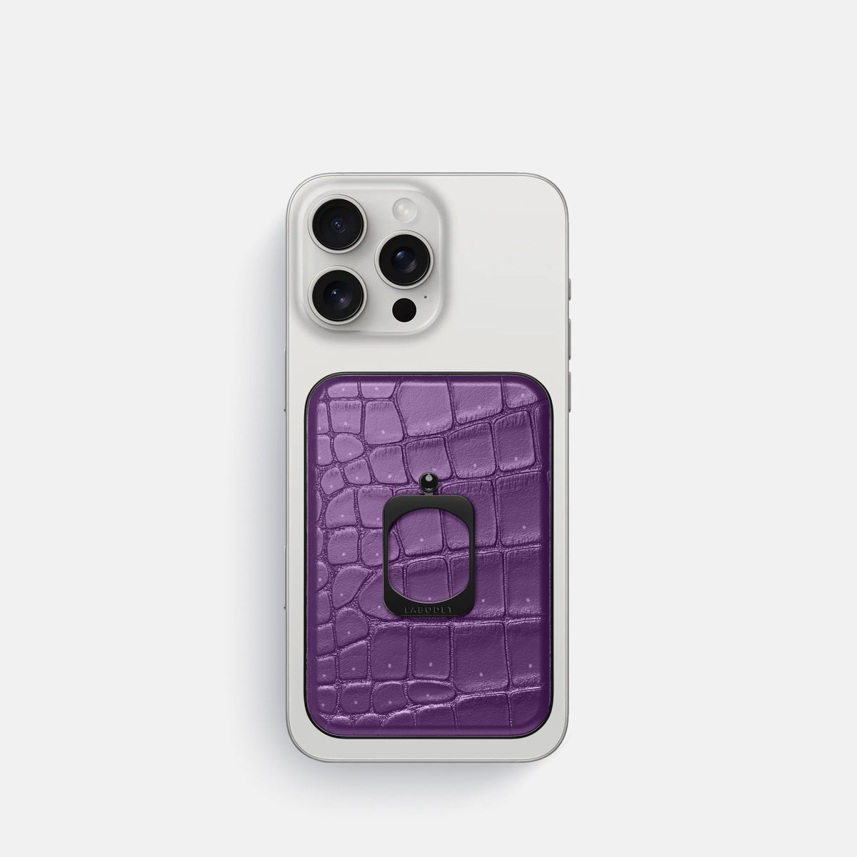 Purple iPhone 16 Pro Magsafe Ring Porosus Crocodile with Black Metal -2 | Purple-Black