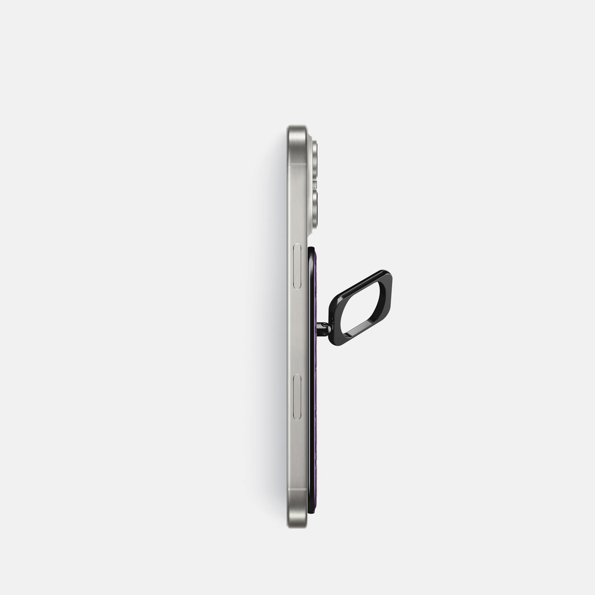 Purple iPhone 16 Pro Magsafe Ring Porosus Crocodile with Black Metal -3 | Purple-Black