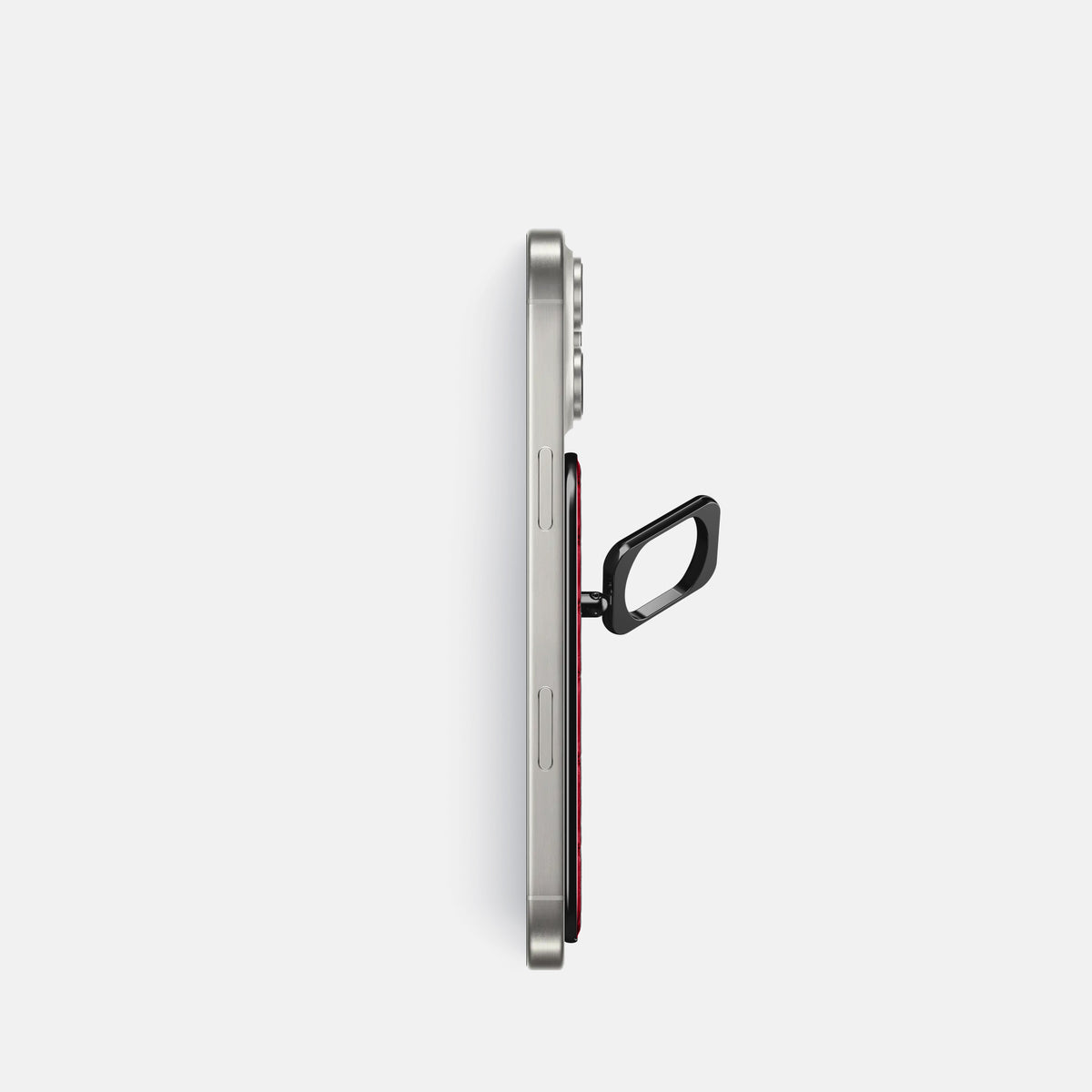 Burgundy iPhone 16 Pro Magsafe Ring Porosus Crocodile with Black Metal -3 | Burgundy-Black