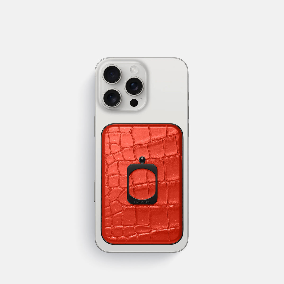 Rust iPhone 16 Pro Magsafe Ring Porosus Crocodile with Black Metal -2 | Rust-Black
