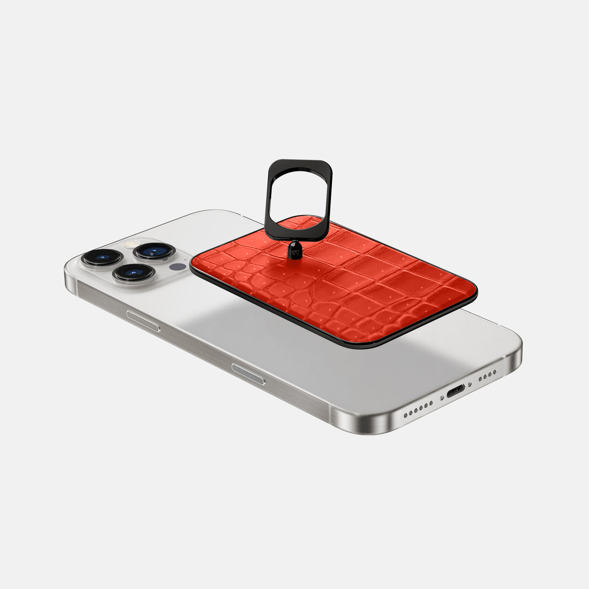 Rust iPhone 16 Pro Magsafe Ring Porosus Crocodile with Black Metal -4 | Rust-Black