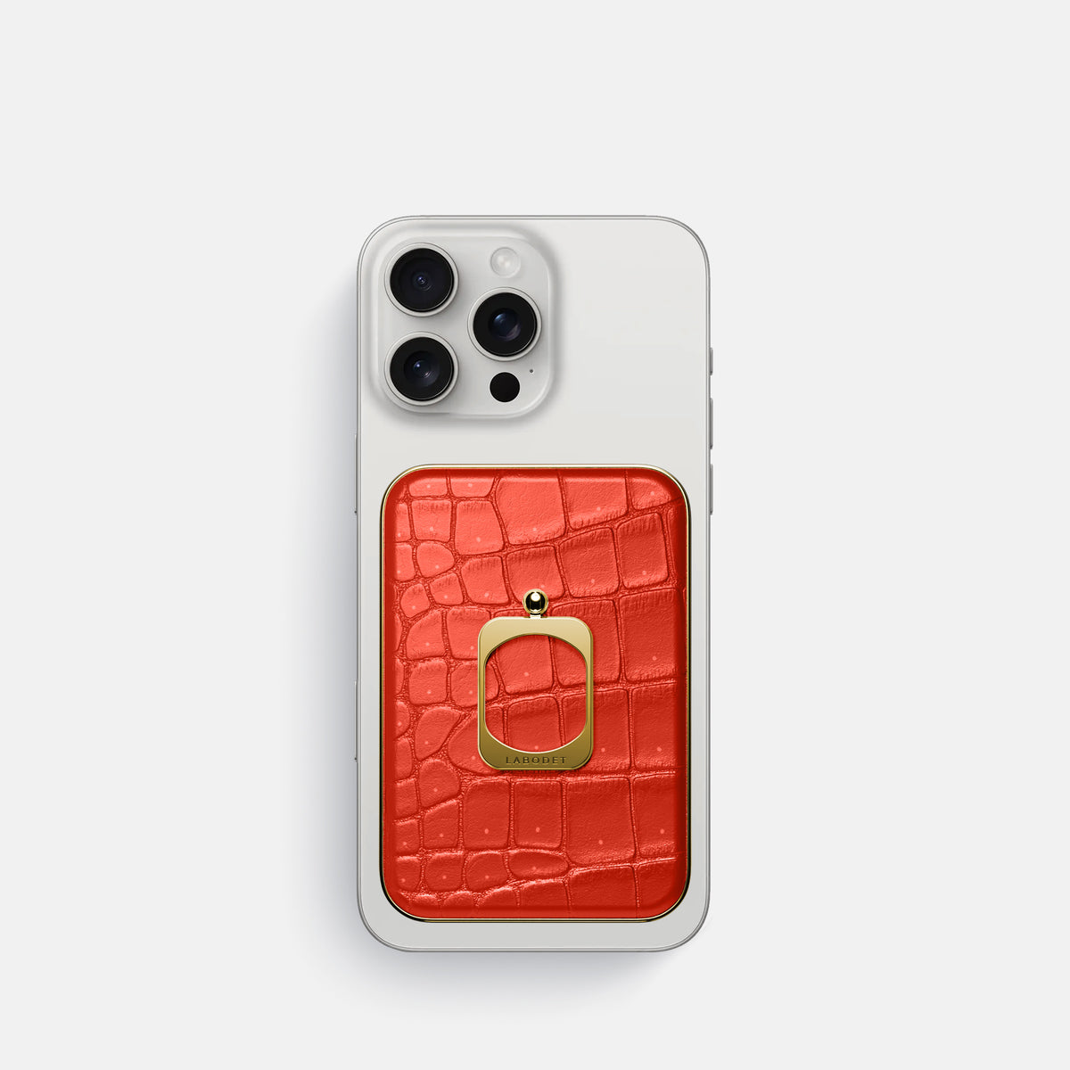 Rust iPhone 16 Pro Magsafe Ring Porosus Crocodile with Gold Metal -2 | Rust-Gold