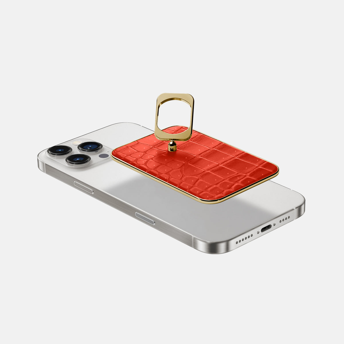 Rust iPhone 16 Pro Magsafe Ring Porosus Crocodile with Gold Metal -4 | Rust-Gold