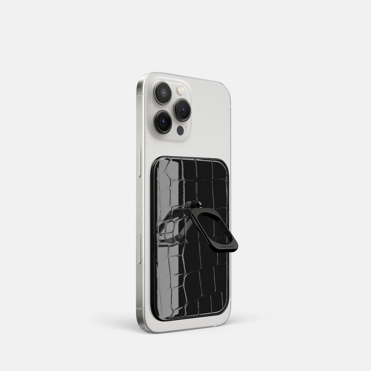 Black iPhone 16 Pro MagSafe Ring Shiny Alligator with Black Metal -1 | Black-Black