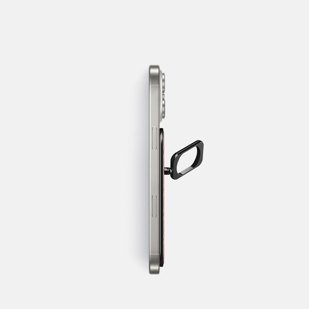 Coral-Orange iPhone 16 Pro MagSafe Ring Shiny Alligator with Black Metal -3 | Coral-Orange-Black