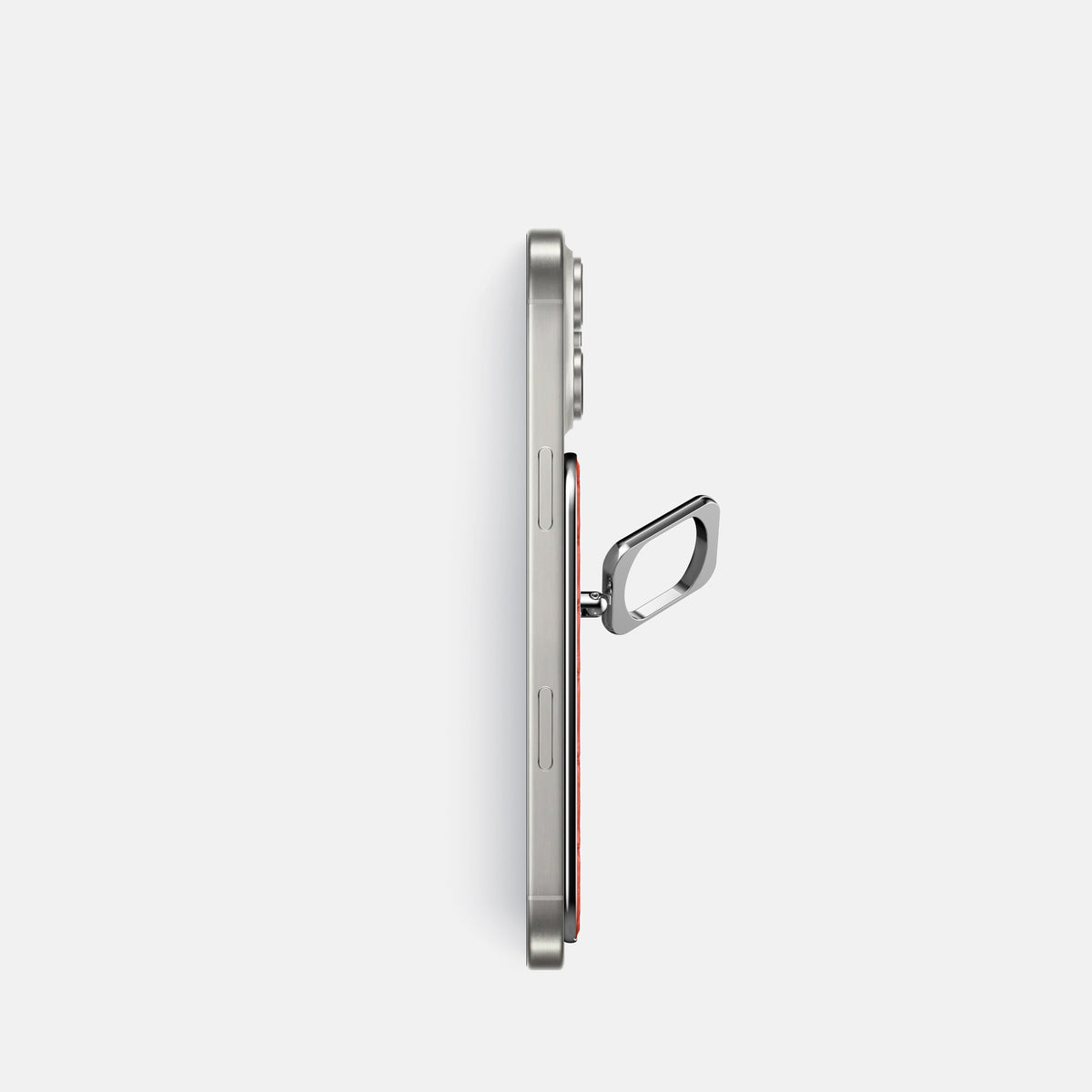 Coral-Orange iPhone 16 Pro MagSafe Ring Shiny Alligator with Steel Metal -3 | Coral-Orange-Steel