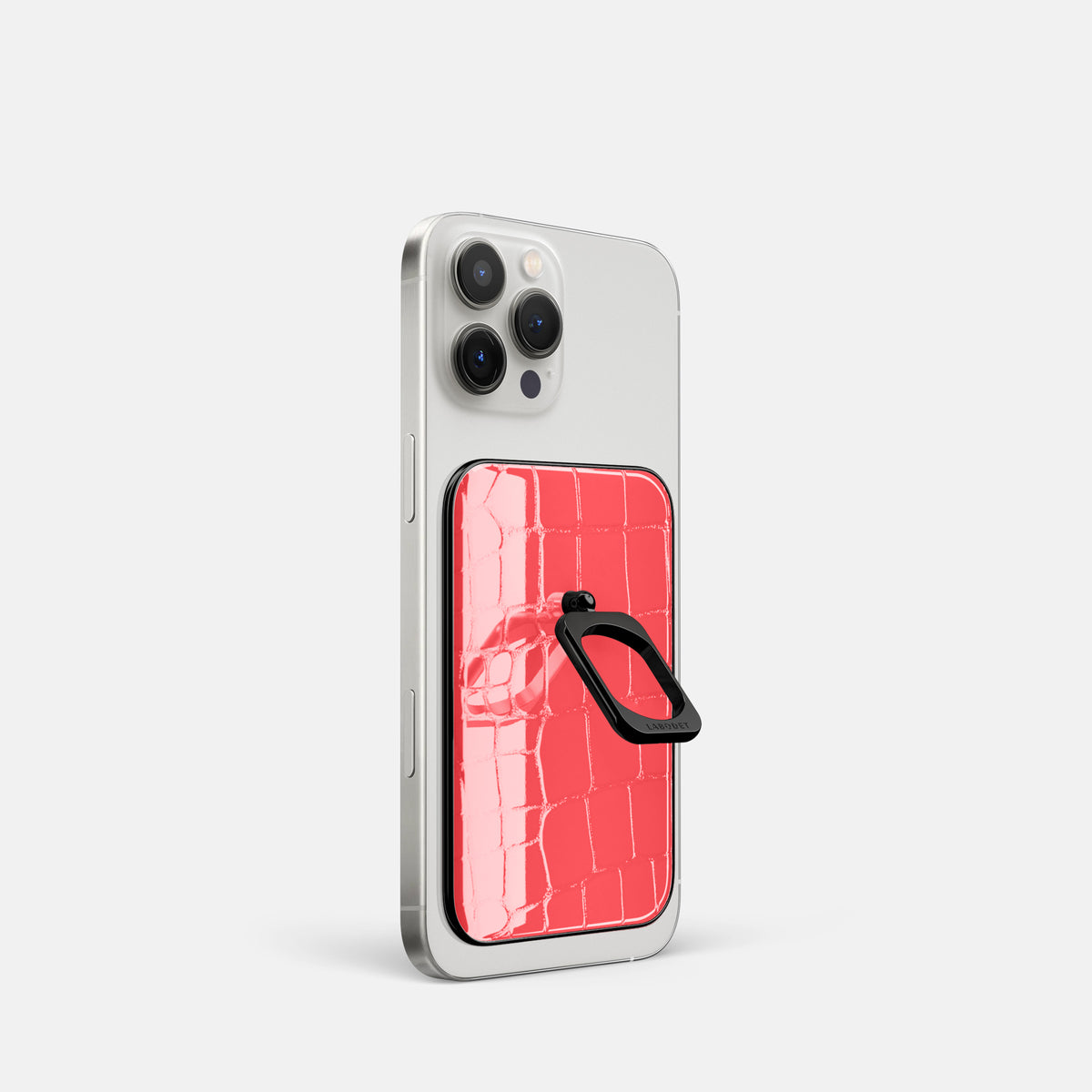 Papaya iPhone 16 Pro MagSafe Ring Shiny Alligator with Black Metal -1 | Papaya-Black