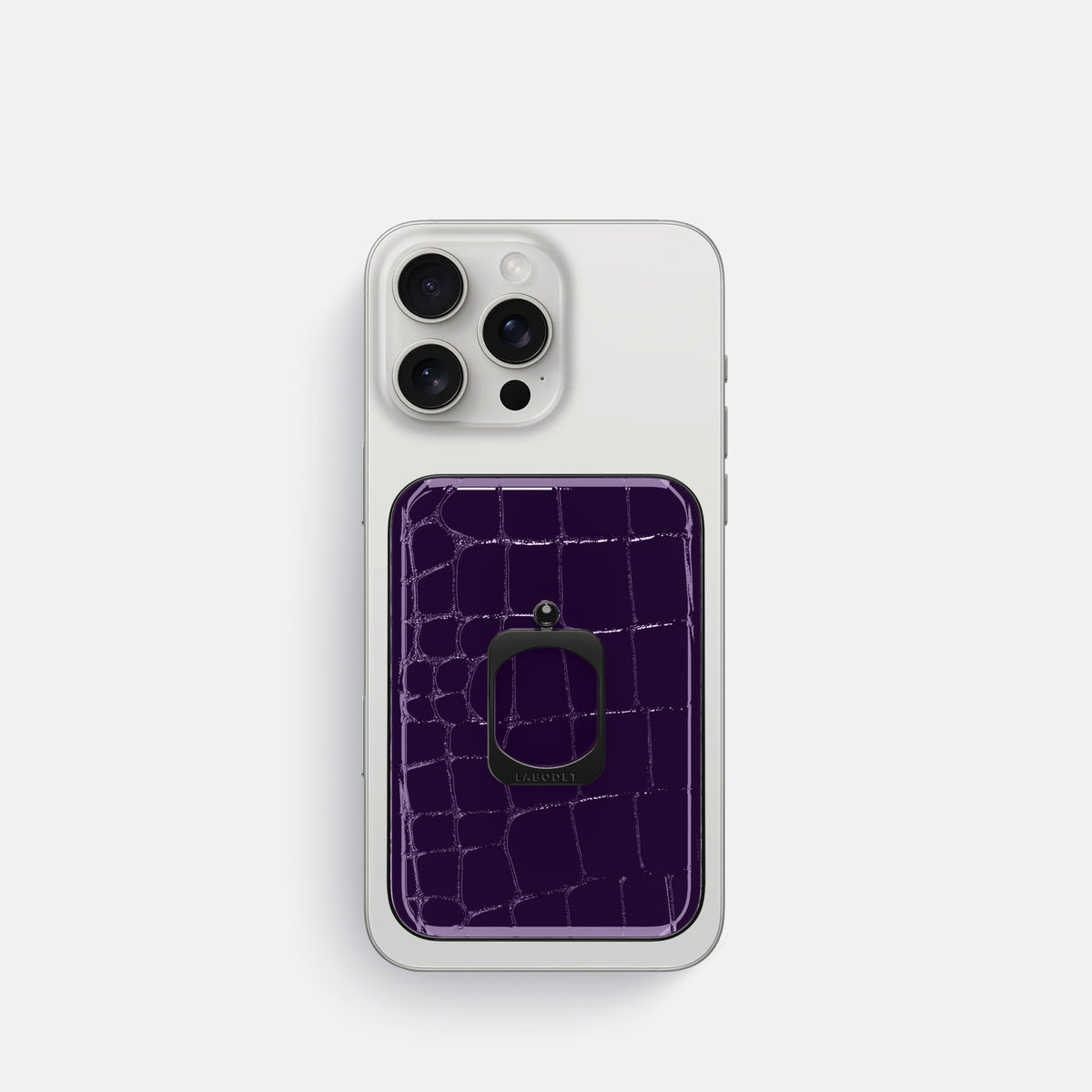Purple iPhone 16 Pro MagSafe Ring Shiny Alligator with Black Metal -2 | Purple-Black