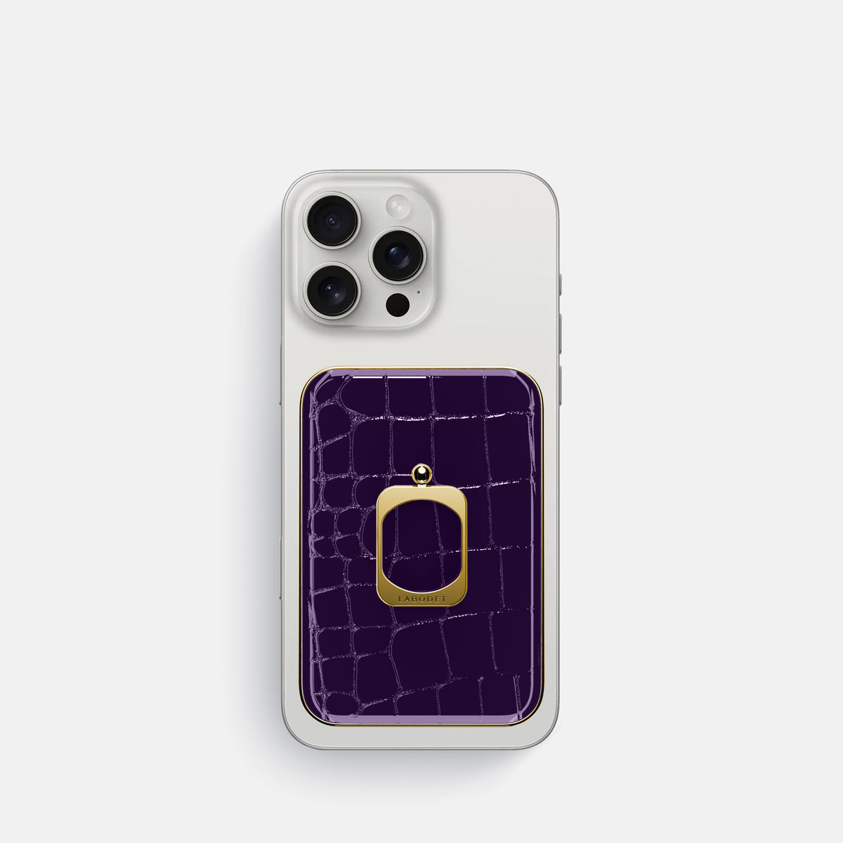 Purple iPhone 16 Pro MagSafe Ring Shiny Alligator with Gold Metal -2 | Purple-Gold