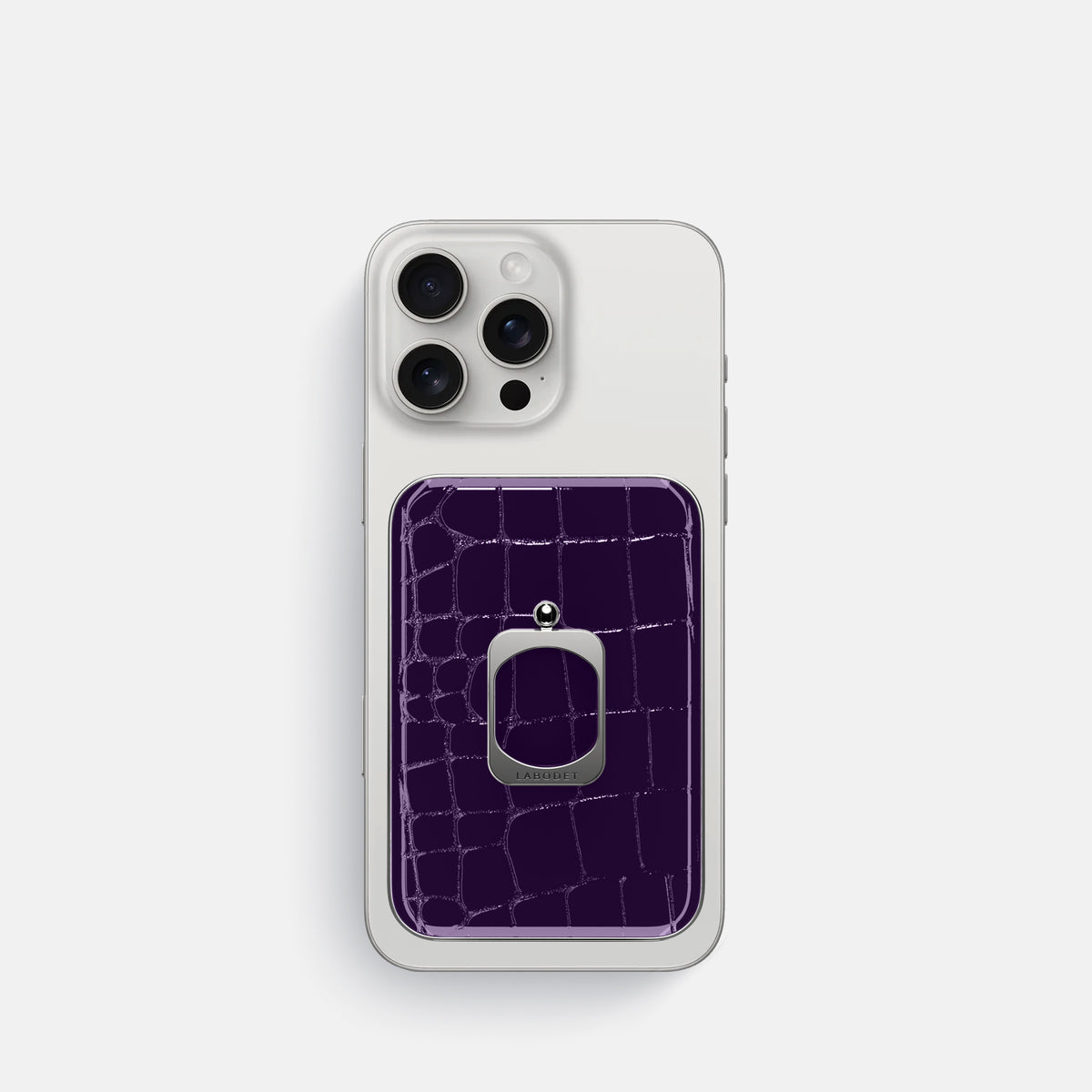 Purple iPhone 16 Pro MagSafe Ring Shiny Alligator with Steel Metal -2 | Purple-Steel