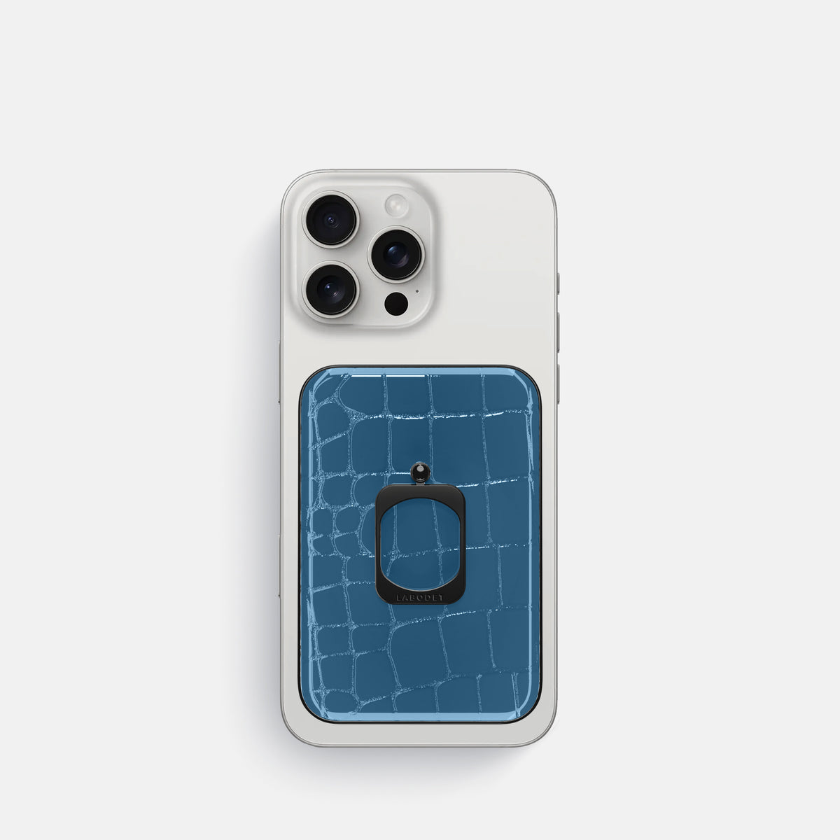 turqoise-blue iPhone 16 Pro MagSafe Ring Shiny Alligator with Black Metal -2 | turqoise-blue-Black