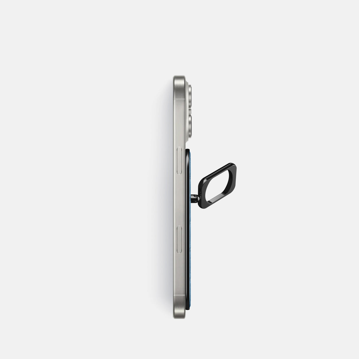 turqoise-blue iPhone 16 Pro MagSafe Ring Shiny Alligator with Black Metal -3 | turqoise-blue-Black