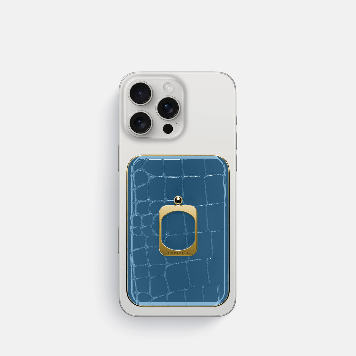 turqoise-blue iPhone 16 Pro MagSafe Ring Shiny Alligator with Gold Metal -2 | turqoise-blue-Gold