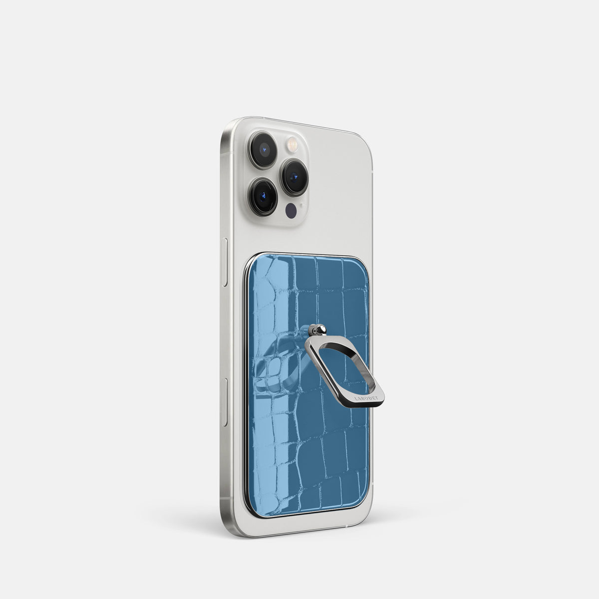turqoise-blue iPhone 16 Pro MagSafe Ring Shiny Alligator with Steel Metal -1 | turqoise-blue-Steel
