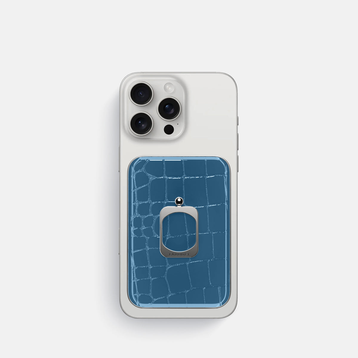 turqoise-blue iPhone 16 Pro MagSafe Ring Shiny Alligator with Steel Metal -2 | turqoise-blue-Steel