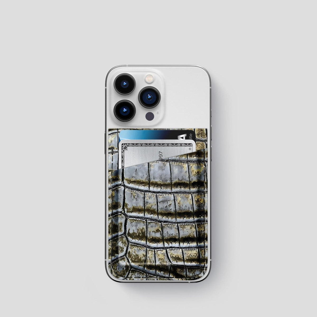 Antique-Bronze iPhone 14 Pro Himalaya Magsafe Wallet Himalayan Crocodile -1 | Antique-Bronze