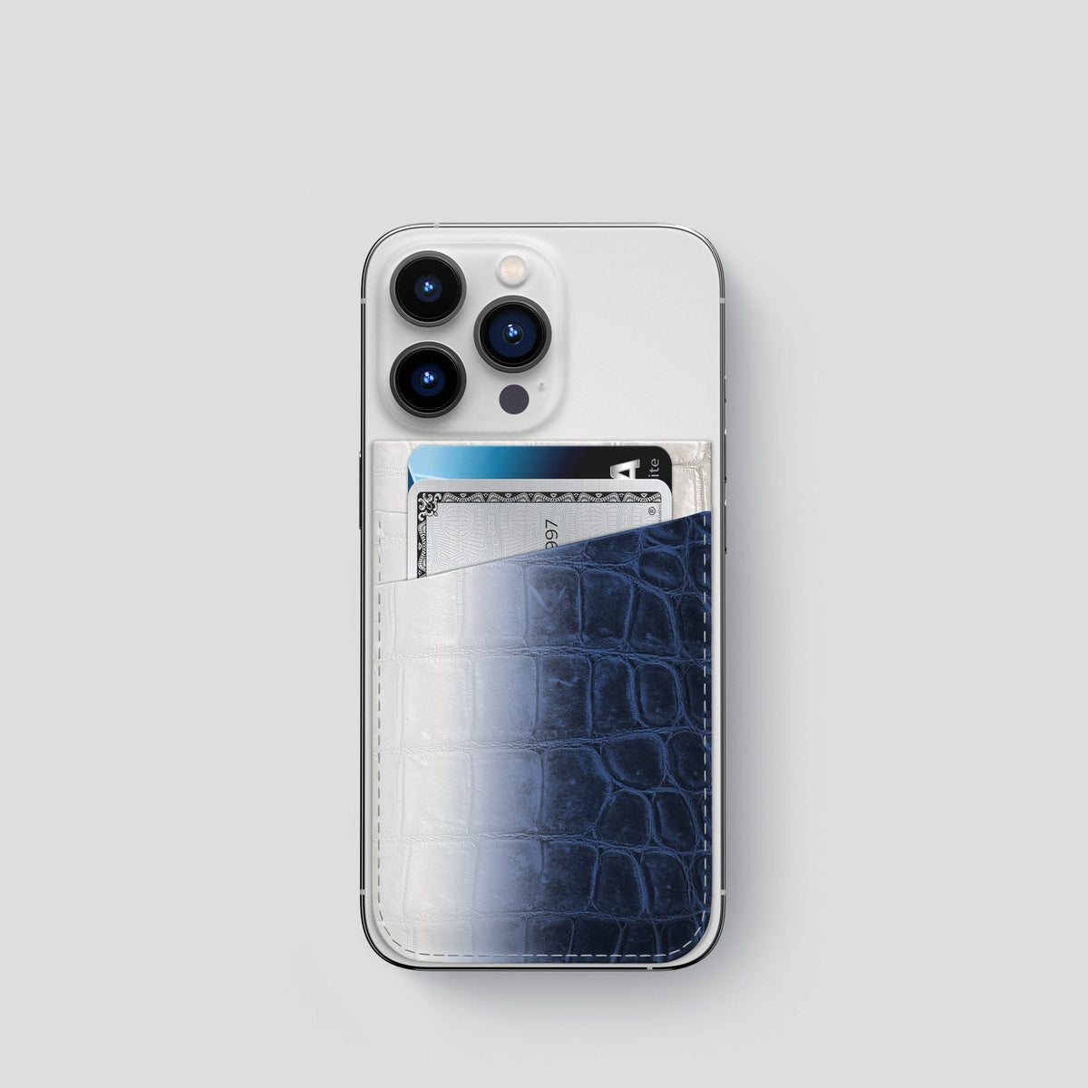 Navy Blue iPhone 14 Pro Himalaya Magsafe Wallet Himalayan Crocodile -1 | Navy-Blue
