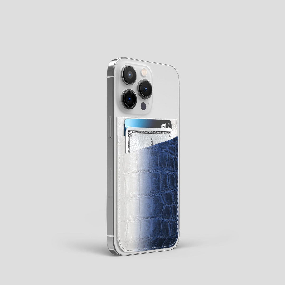 Navy Blue iPhone 14 Pro Himalaya Magsafe Wallet Himalayan Crocodile -2 | Navy-Blue