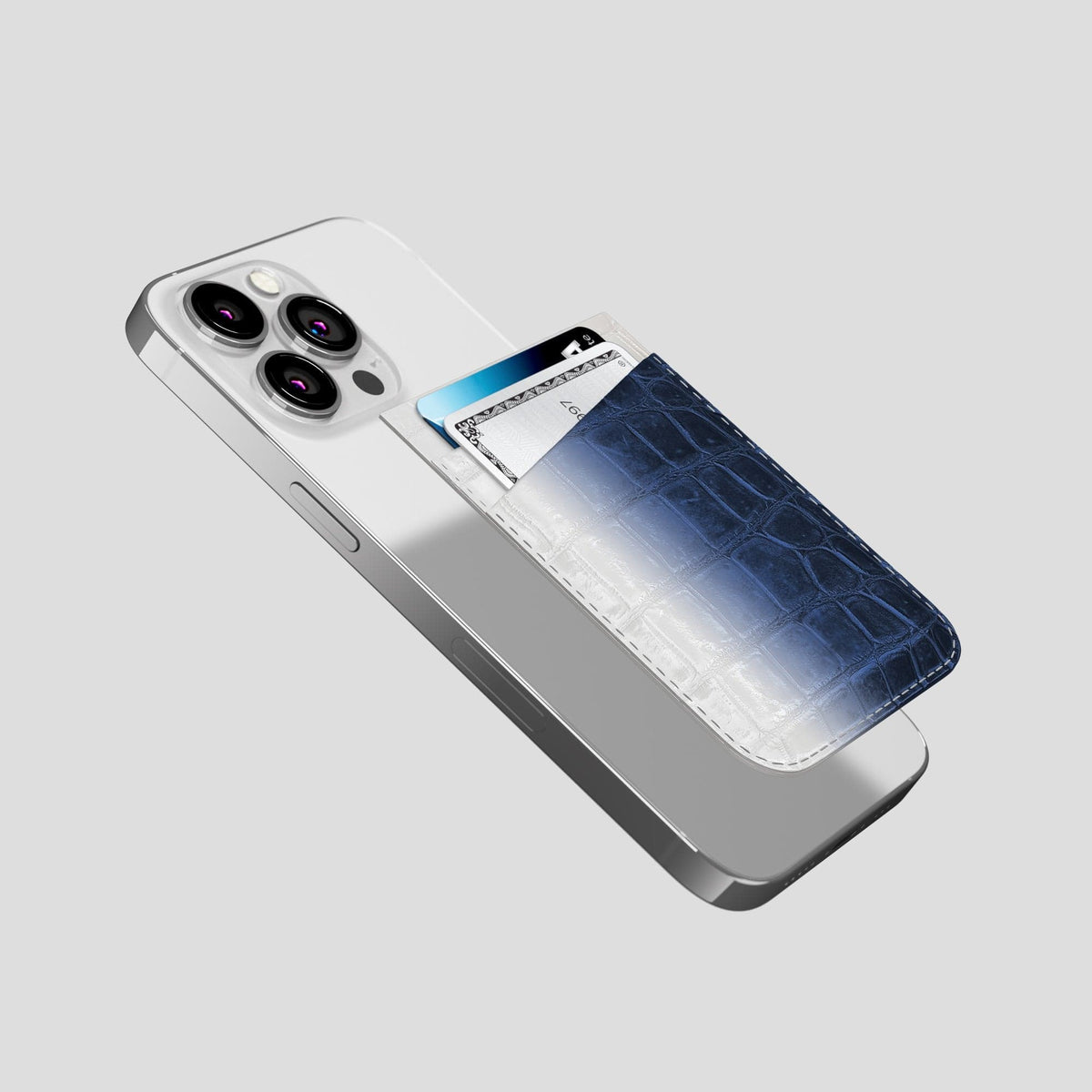 Navy Blue iPhone 14 Pro Himalaya Magsafe Wallet Himalayan Crocodile -4 | Navy-Blue
