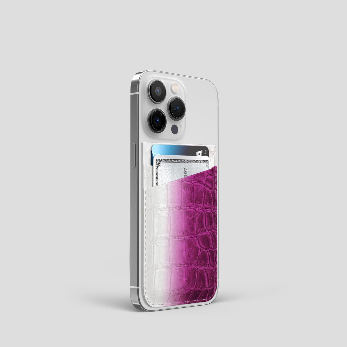 Fuchsia iPhone 14 Pro Himalaya Magsafe Wallet Himalayan Crocodile -2 | Fuchsia