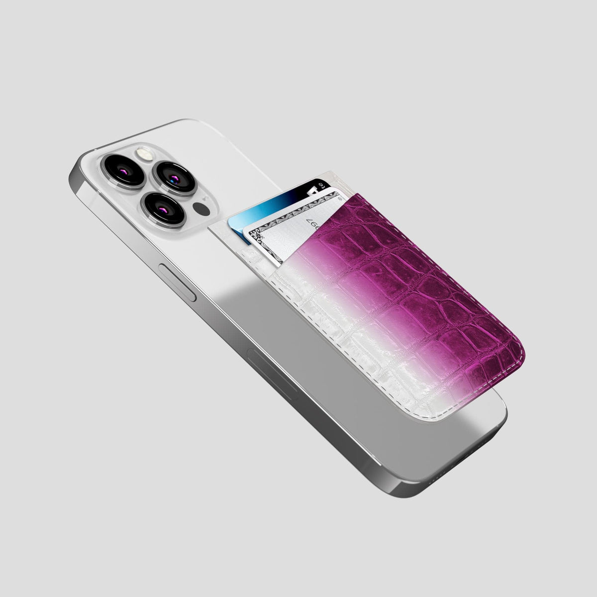 Fuchsia iPhone 14 Pro Himalaya Magsafe Wallet Himalayan Crocodile -4 | Fuchsia