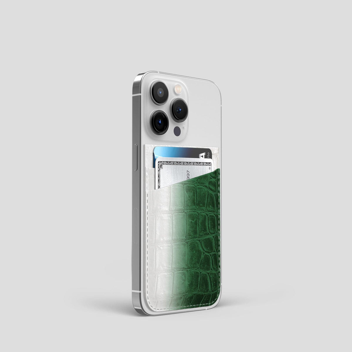 Green iPhone 14 Pro Himalaya Magsafe Wallet Himalayan Crocodile -2 | Green