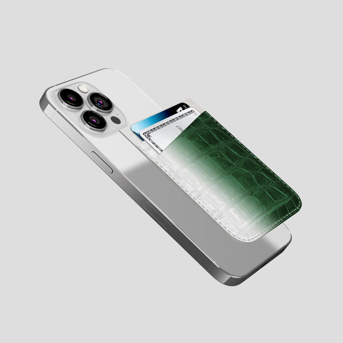 Green iPhone 14 Pro Himalaya Magsafe Wallet Himalayan Crocodile -4 | Green
