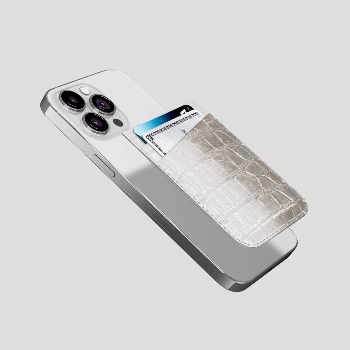 Grey iPhone 14 Pro Himalaya Magsafe Wallet Himalayan Crocodile -4 | Grey