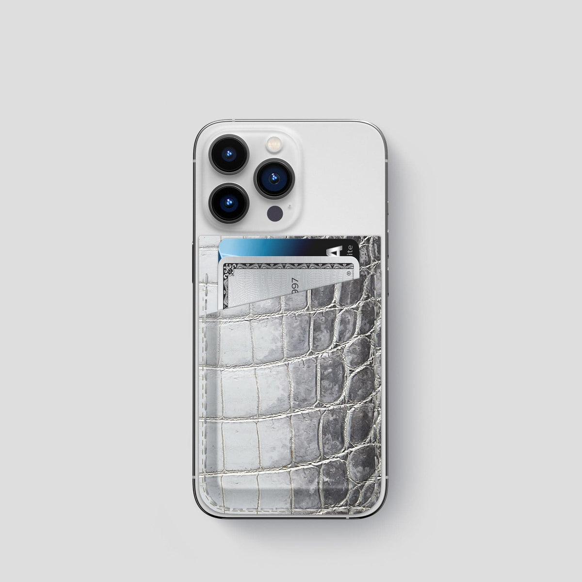 Silver iPhone 14 Pro Himalaya Magsafe Wallet Himalayan Crocodile -1 | Silver