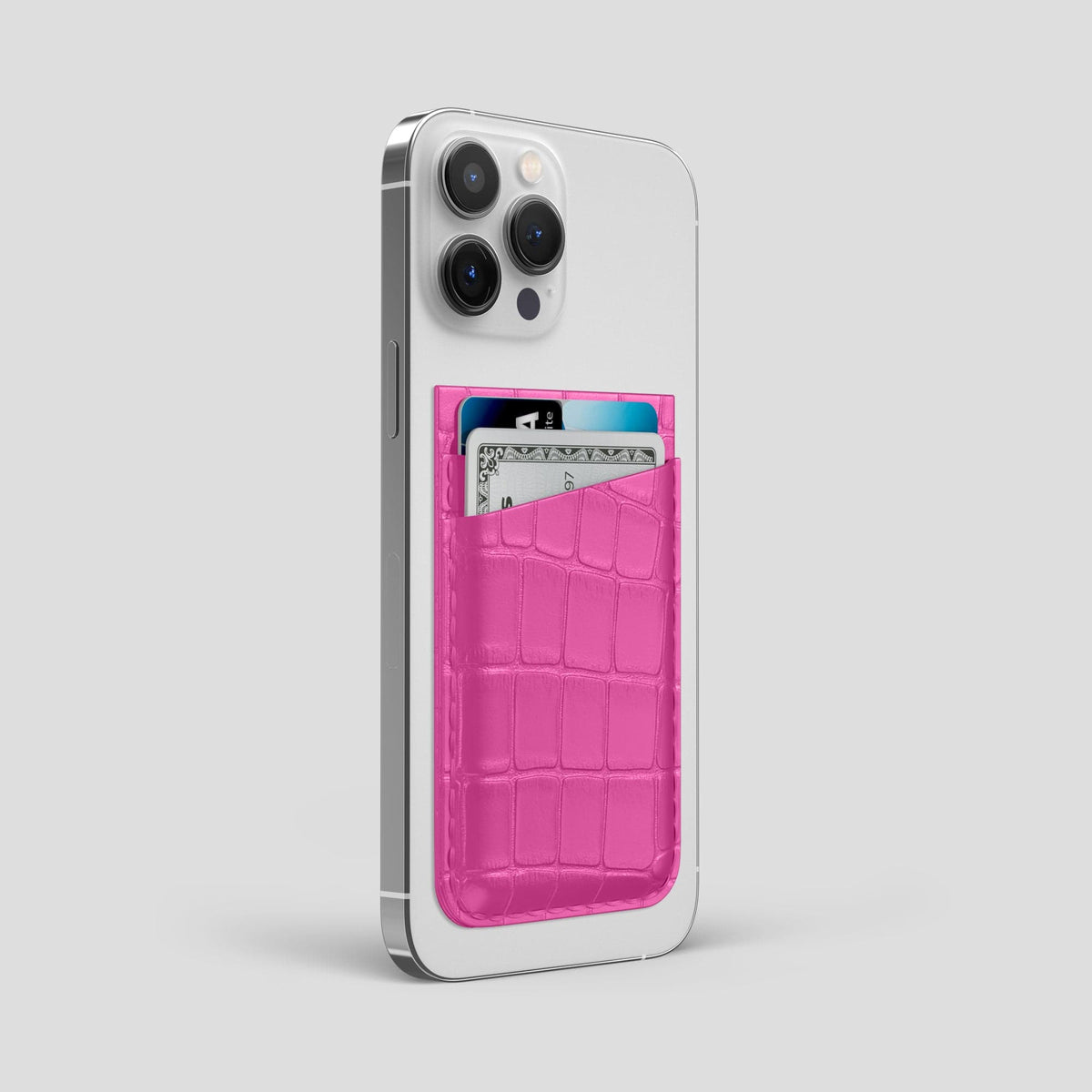 Fuchsia iPhone 14 Pro Max MagSafe Wallet Alligator -2 | Fuchsia