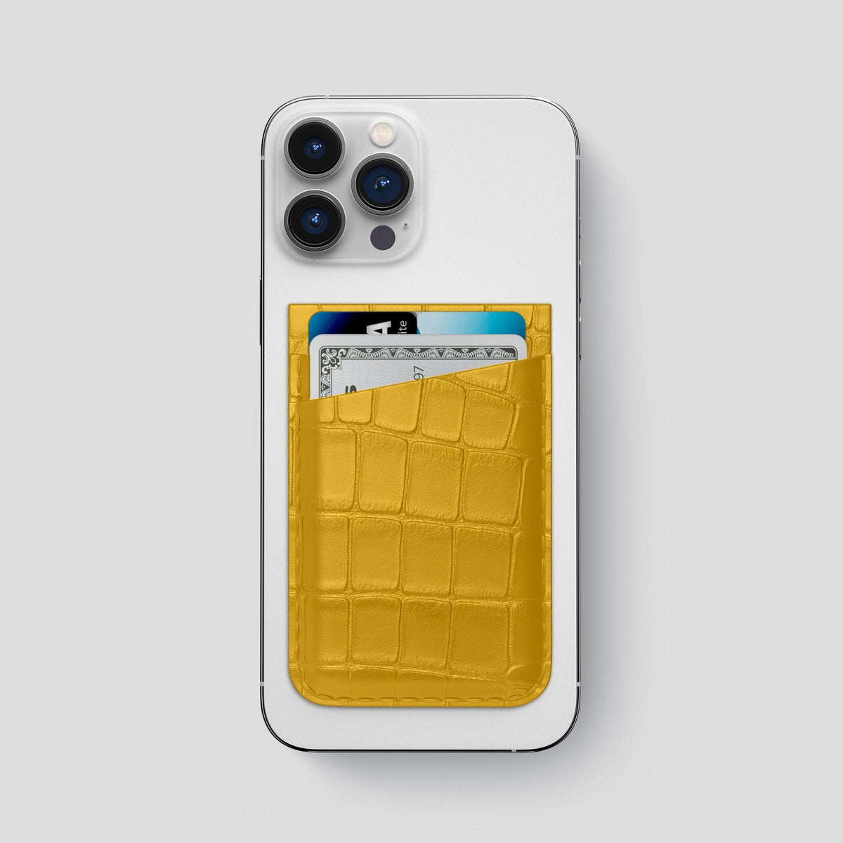 Yellow iPhone 14 Pro Max MagSafe Wallet Alligator -1 | Yellow