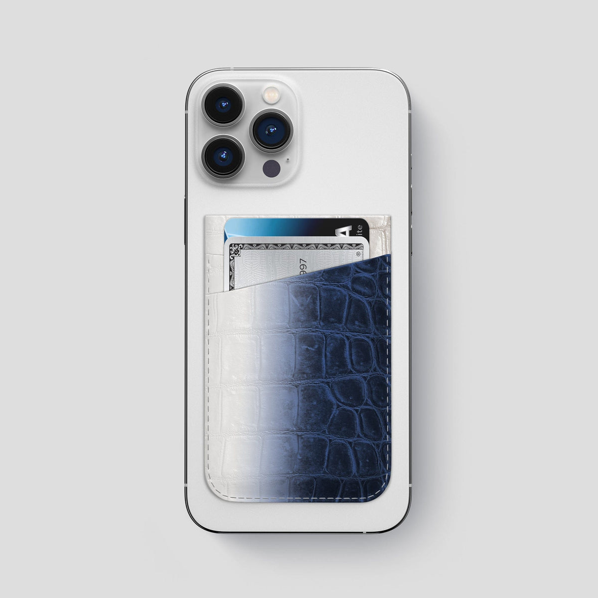 Navy Blue iPhone 14 Pro Max Himalaya Magsafe Wallet Himalayan Crocodile -1 | Navy-Blue