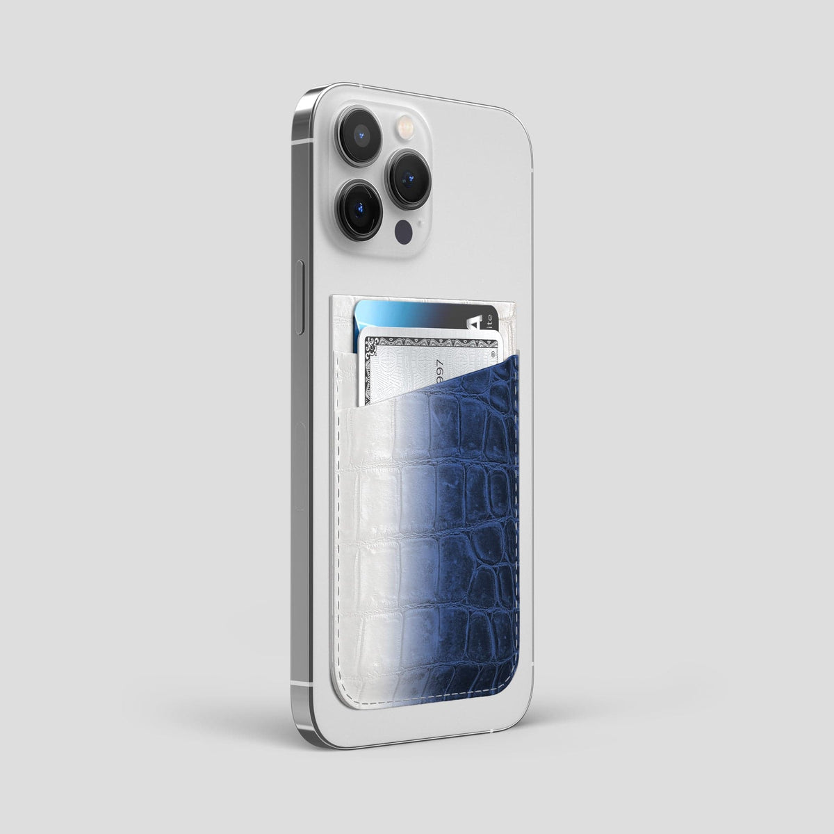Navy Blue iPhone 14 Pro Max Himalaya Magsafe Wallet Himalayan Crocodile -2 | Navy-Blue