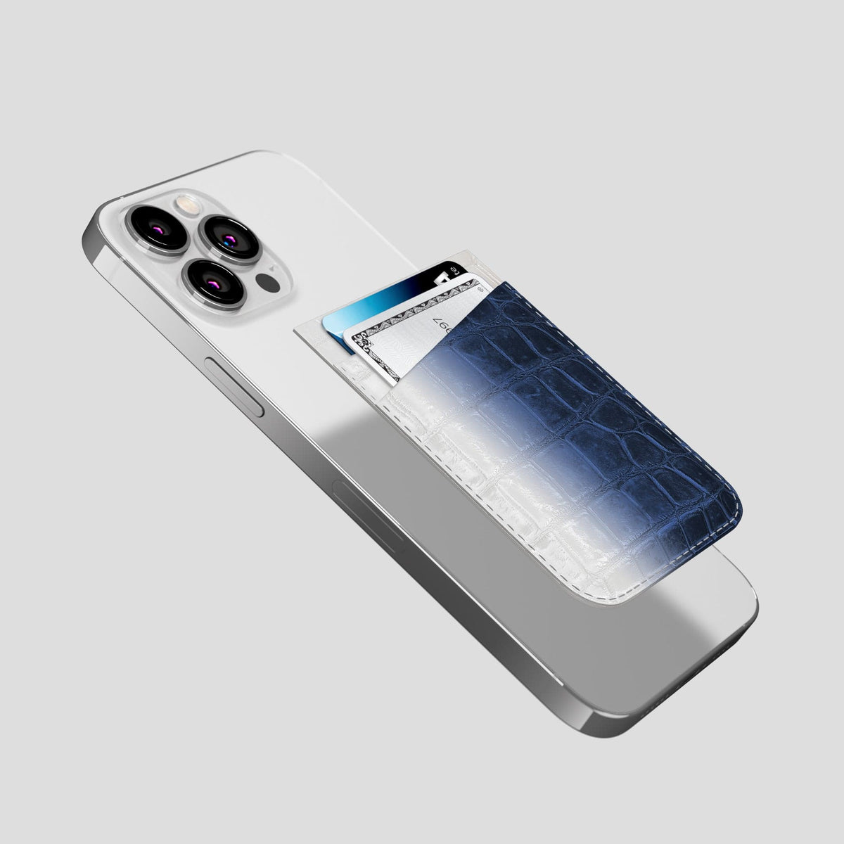 Navy Blue iPhone 14 Pro Max Himalaya Magsafe Wallet Himalayan Crocodile -4 | Navy-Blue